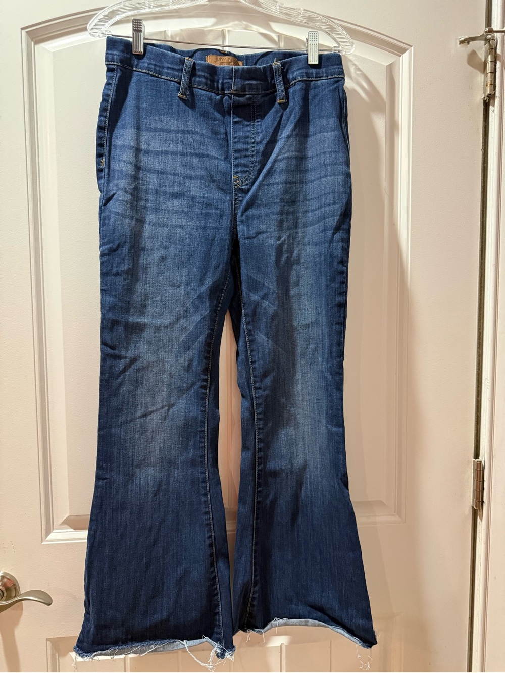 Judy Blue Dark Indigo Flare Jeans with Frayed Hem